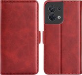 Oppo Reno 8 Hoesje - MobyDefend Luxe Wallet Book Case (Sluiting Zijkant) - Rood - GSM Hoesje - Telefoonhoesje Geschikt Voor Oppo Reno 8
