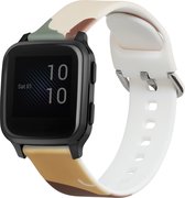 kwmobile bandje voor smartwatch - geschikt voor Garmin Venu Sq Music / Sq - 14 - 22 cm - Van silicone in beige / kaneelbruin / honinggeel