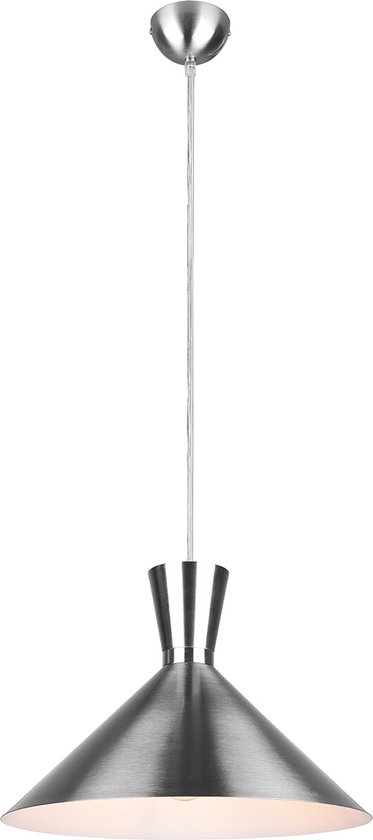 LED Hanglamp - Trion Ewomi - E27 Fitting - 1-lichts - Rond - Mat Nikkel - Aluminium - Ø35cm