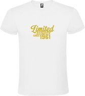 T-shirt Wit avec image « Édition Limited depuis 1961 » Or Taille XXXXXL