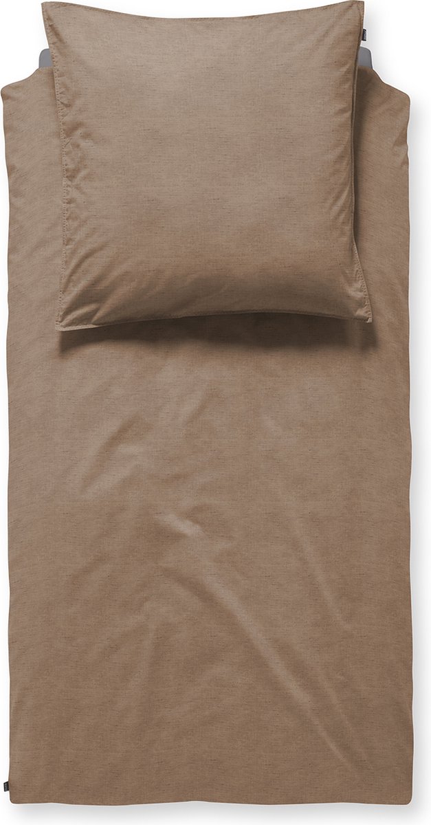 Damai Mik 1-persoons dekbedovertrekset 155x220cm katoen walnoot + 1 kussensloop 60x70