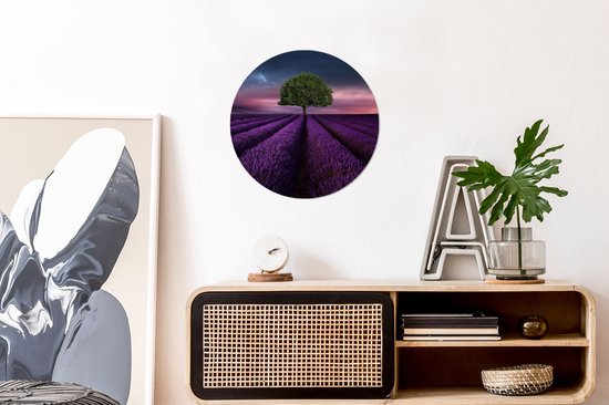 WallCircle - Cercle mural - Cercle mural - Lavande - Arbre - Violet - Aluminium - Dibond - 30x30 cm - Intérieur et Extérieur