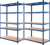 Werkplaatsplank blauw, 200x100x50 cm, gemaakt van gepoedercoat metaal en MDF-hout, tot 350 kg