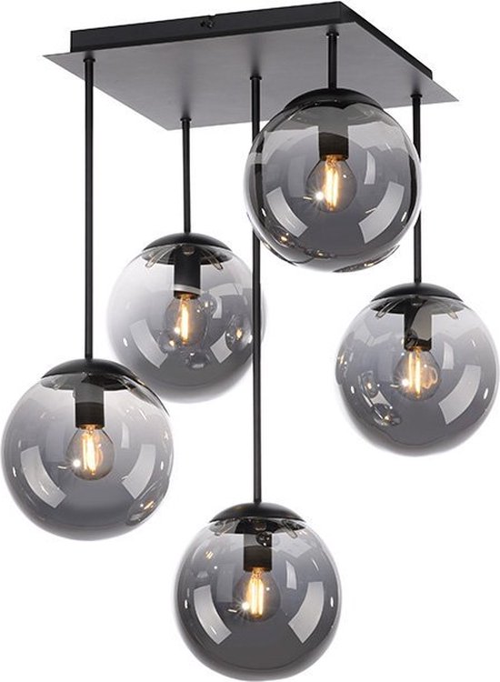 Pittsburgh Plafondlamp zwart 5 lichts met smoke glas - Modern - Paul Neuhaus  - 2 jaar... | bol.com