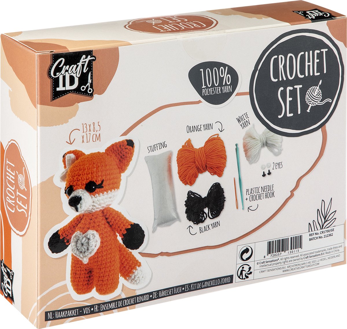 Kit Crochet Amigurumi - Renard - 13 cm - Kit crochet - Creavea