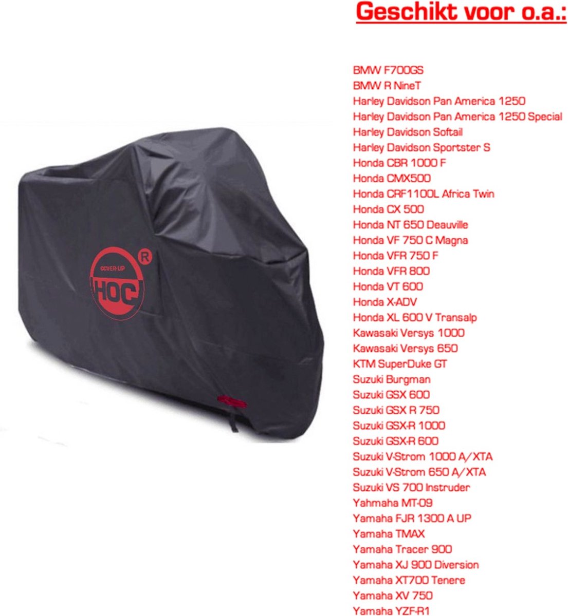 Motorhoes waterdicht 245*105*125 cm (XL ) stofvrij / ademend / RED Label – foto 2