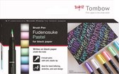 Tombow Brush Pen Fudenosuke zacht-pastel voor zwart papier 6 st WS-BS-6P