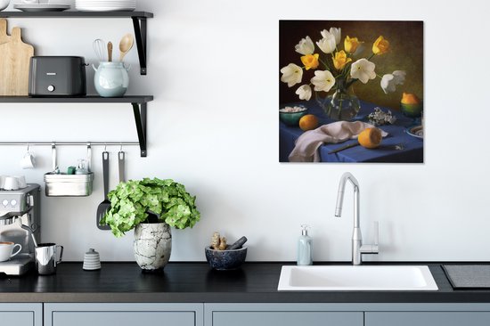 Tableau Peinture Nature Morte - Vase - Fruit - 50x50 cm - Décoration murale