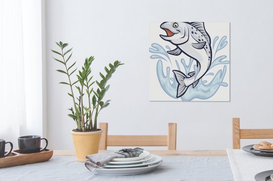 Illustration d'un poisson dans l'eau 50x50 cm - Tirage photo sur toile (Décoration murale salon / chambre)