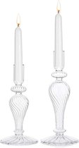 Glasseam Glas Kandelaar Houders Vintage: 2 Stks Kerst Tapered Kaarsenhouder Decoratie voor Eettafel Woonkamer Bruiloft Centrepieces Verjaardag Halloween Ornamenten