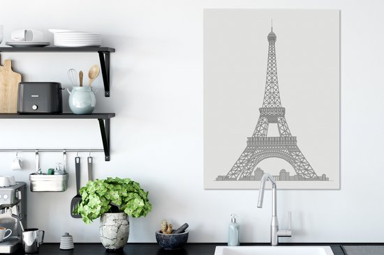 Une illustration grisâtre sur toile Tour Eiffel 60x80 cm - Tirage photo sur toile (Décoration murale salon / chambre)
