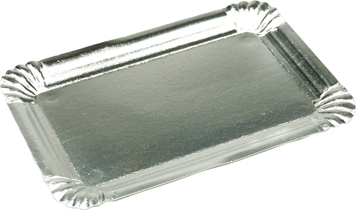 Schaal - gevoerd - karton + aluminium - rechthoekig - 18x12cm - zilver - 1000 stuks