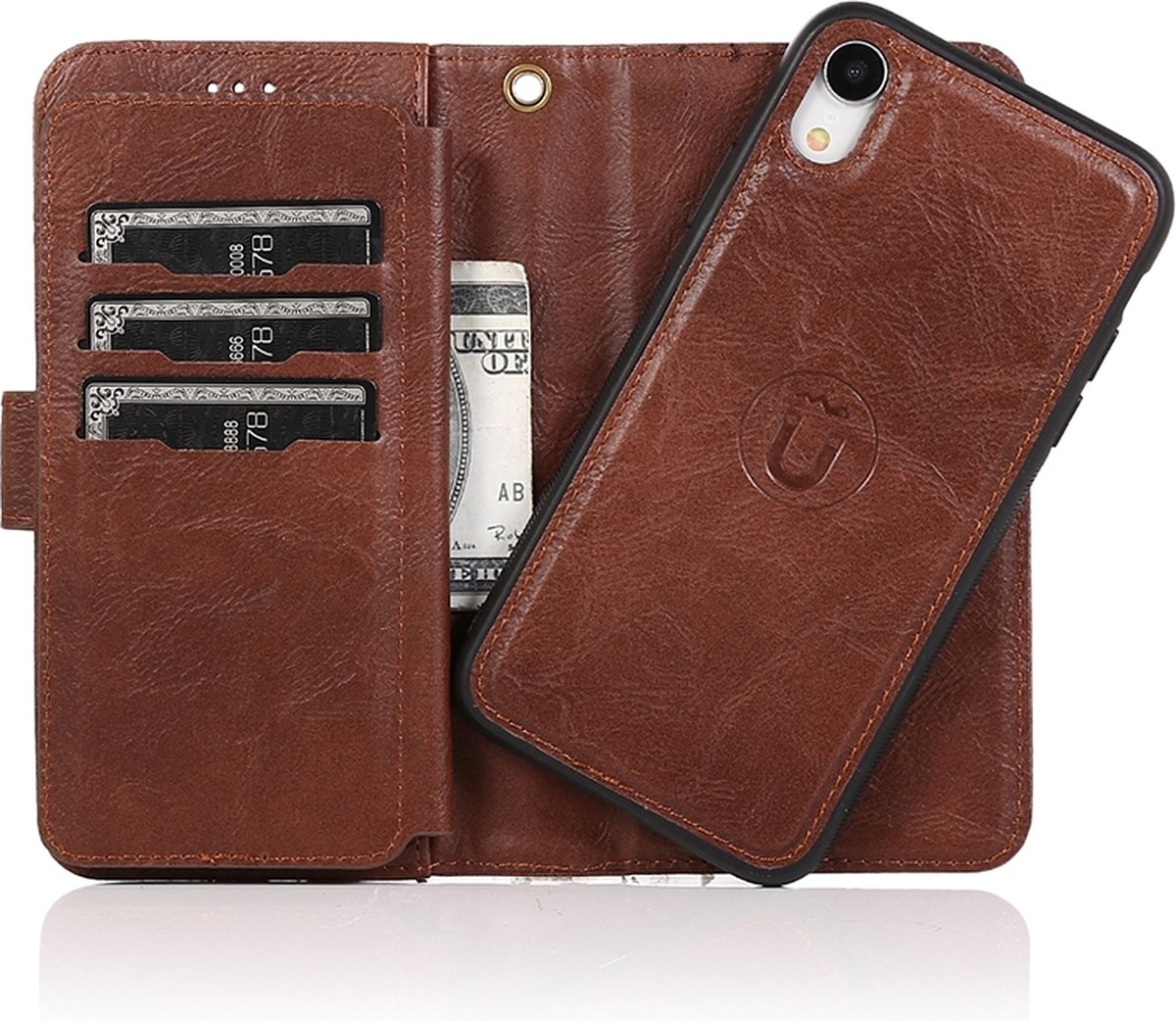Mobiq - Luxe Lederen 2-in-1 Bookcase iPhone XR | Telefoonhoesje | Wallet hoes | Portemonnee hoes iPhone XR | Ruimte voor pasjes en geld