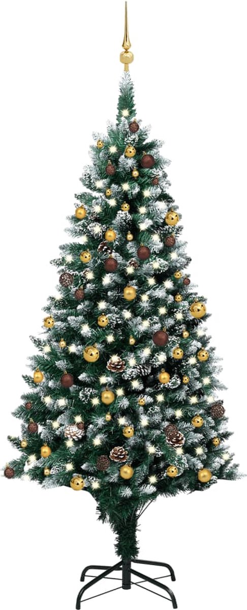 Prolenta Premium - Kunstkerstboom met LED's en kerstballen en dennenappels 240 cm