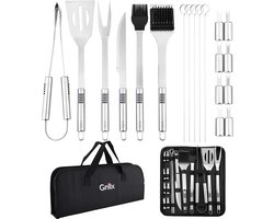 GrillX Barbecue Gereedschap Set - 19-delig - Inclusief Luxe Draagtas - Kamado BBQ Accesoires - Gereedschapset GrillX Barbecue Gereedschap Set - 19-delig - Inclusief Luxe Draagtas - Kamado BBQ Accesoires - Gereedschapset