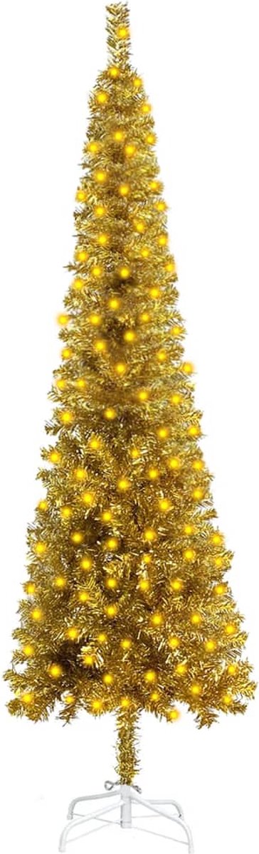 Prolenta Premium - Kerstboom met LED's smal 120 cm goudkleurig