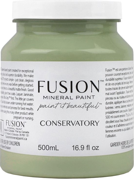 Foto: Fusion mineral paint acrylverf meubelverf groen conservatory 500 ml