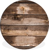 WallCircle - Wandcirkel - Muurcirkel - Planken - Hout - Donker - Aluminium - Dibond - ⌀ 90 cm - Binnen en Buiten