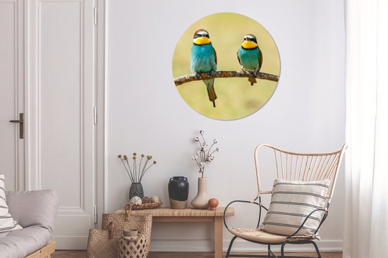 WallCircle - Cercle Mural - Cercle Mural - Vogels - Animaux - Guêpier - Aluminium - Dibond - 90x90 cm - Intérieur et Extérieur
