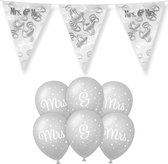 Paperdreams Mrs/Mrs huwelijks feest set - Ballonnen & vlaggenlijnen - 13x stuks