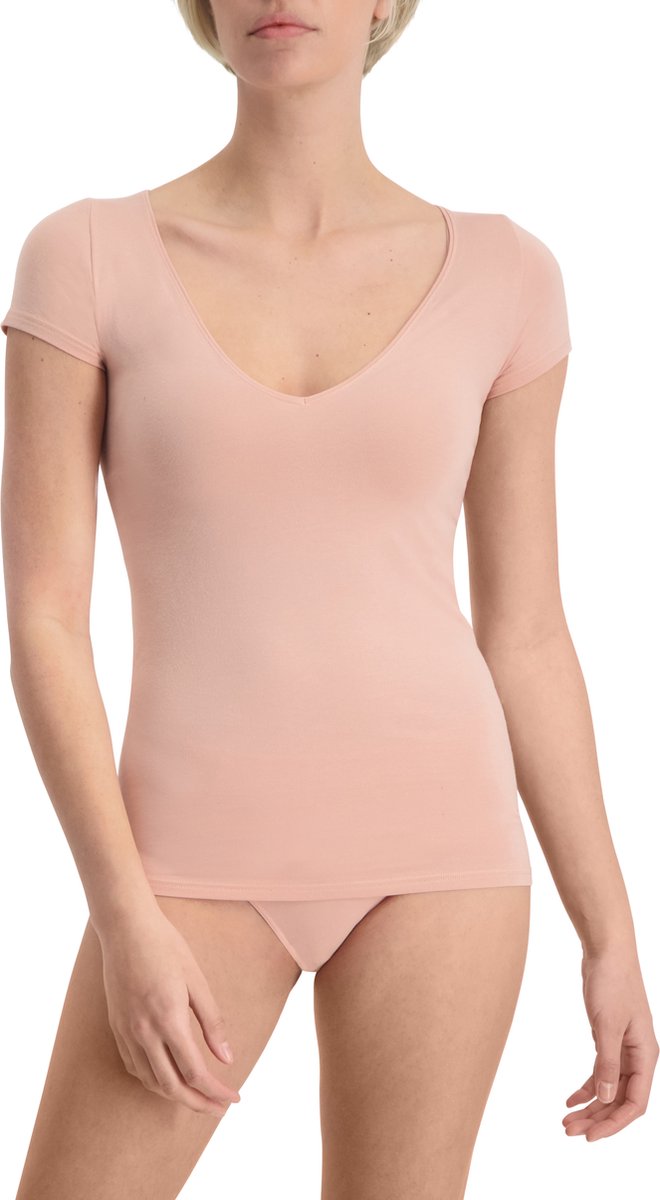 Noshirt Short Sleeve - SoftTouch Tencel - Diepe V-Hals - Invisible Rose - XXL