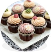 WallCircle - Wandcirkel ⌀ 150 - Een bord met chocolade cupcakes met glazuur - Ronde schilderijen woonkamer - Wandbord rond - Muurdecoratie cirkel - Kamer decoratie binnen - Wanddecoratie muurcirkel - Woonaccessoires