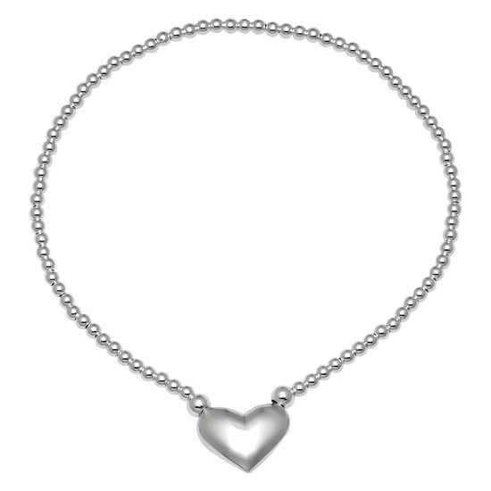 Zilveren armband vrouw | Zilveren armband met bolletjes en hart
