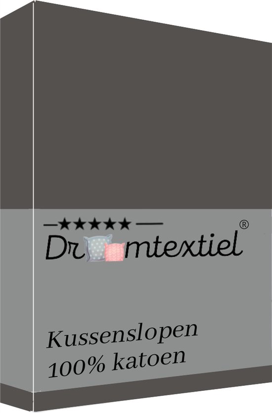 Droomtextiel Hotelkwaliteit Kussenslopen - Antraciet - Set van 2 Stuks 60x70cm - 100% Hoogwaardige Katoen - Droomtextiel