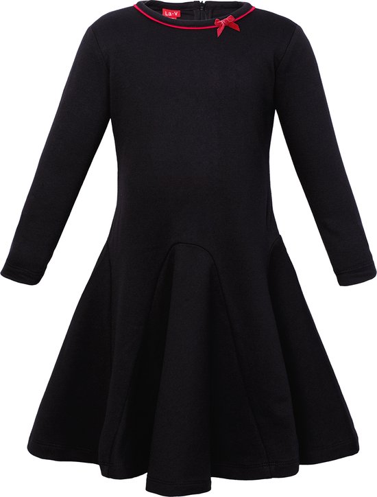 La V Elegante sweatstof jurk Zwart 164