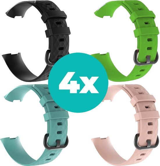 Siliconen bandjes geschikt voor Fitbit Charge 4 bandje Bundel van 4 bandjes Sport... bol