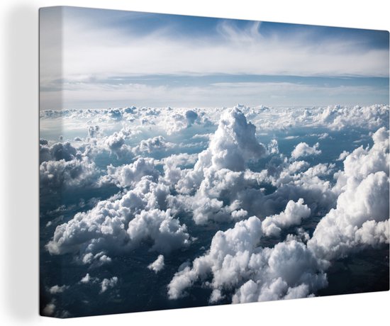 In de wolken Canvas 30x20 cm - Foto print op Canvas schilderij (Wanddecoratie)