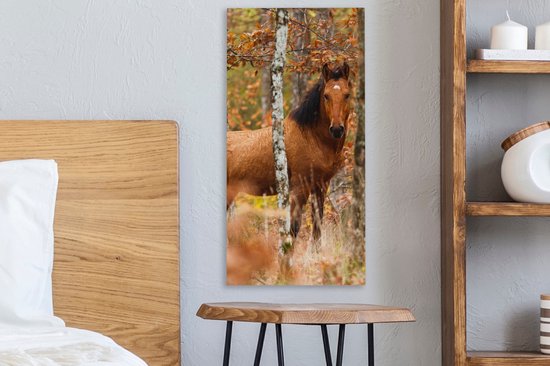 Tableau sur toile Cheval - Forêt - Marron - 20x40 cm - Décoration murale