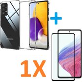 Anti-Shock silicone hoesje transparant met 1 Pack Full Tempered glas Screen Protector Geschikt voor: Samsung Galaxy A73 5G