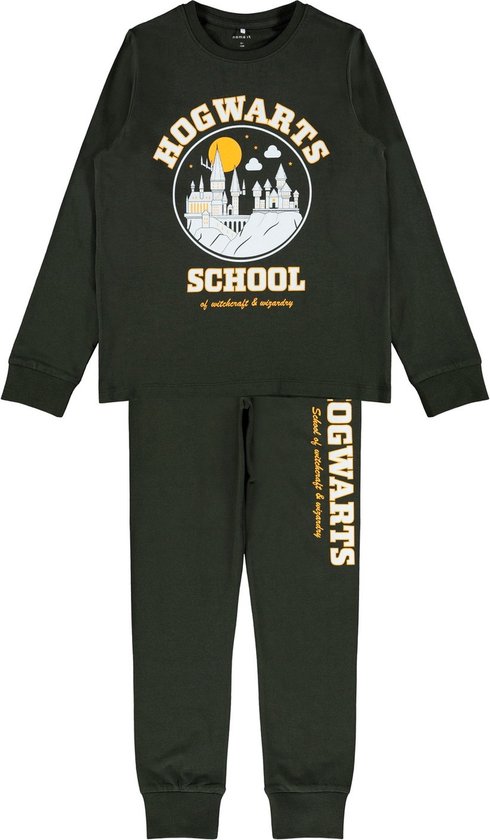 Pyjama Harry Potter Garçon Hogwarts – Ensemble Long Coton Officiel Poudlard Logo Doré