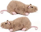 Pia Pluche ratten knuffels - bruin - 22 cm - Set van 2x stuks