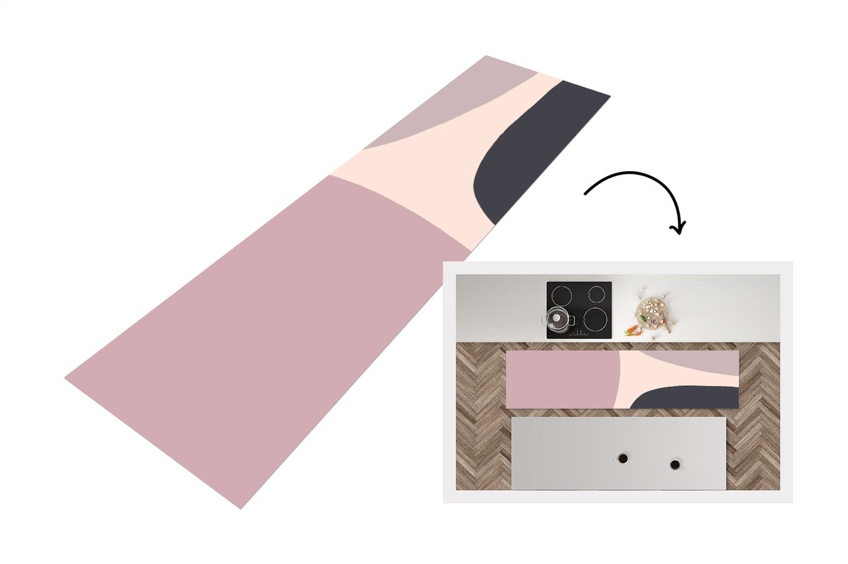 KitchenYeah Keukenloper - Loper keuken - Pastel - Design - Minimalisme - 200x50 cm - Keukenloper vinyl Multicolor