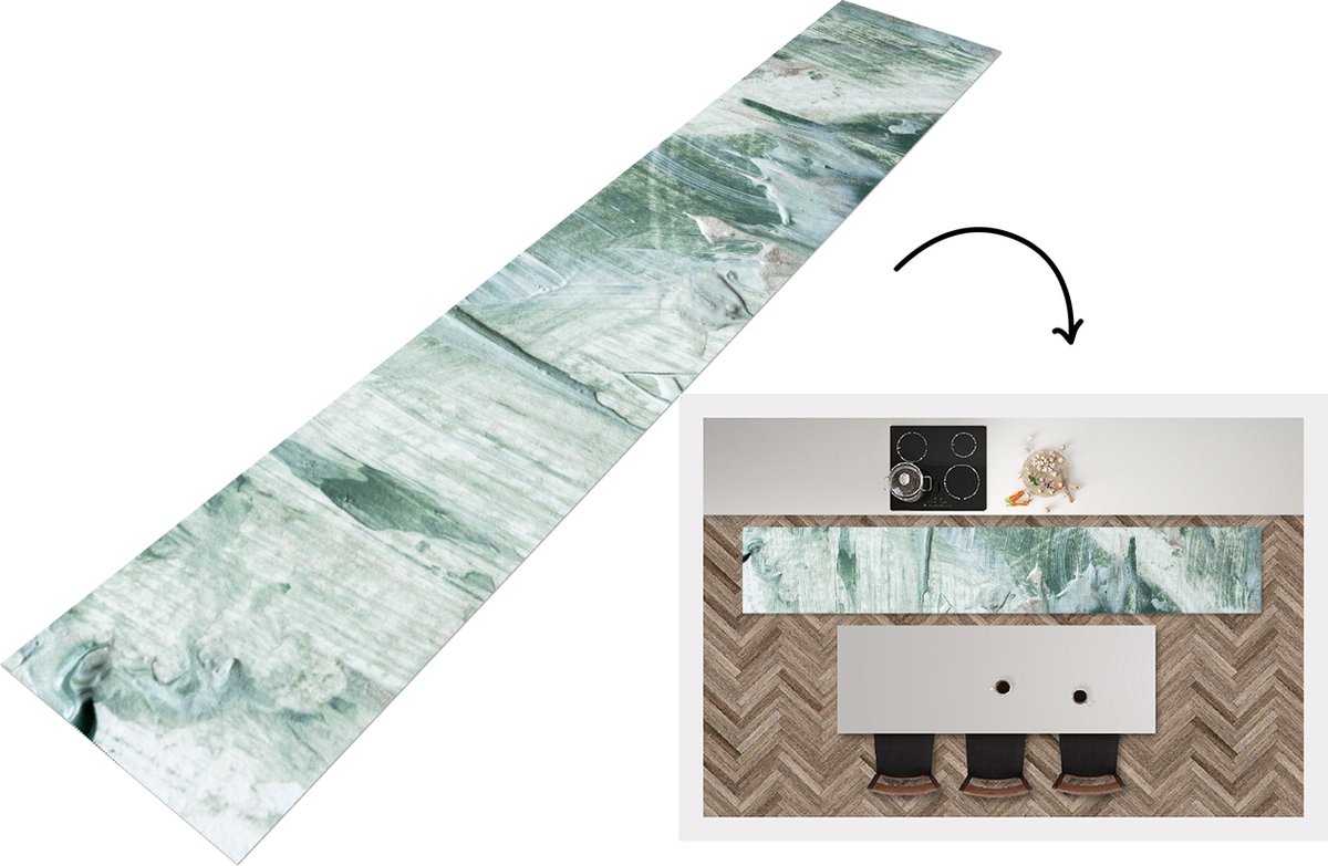 KitchenYeah Keukenloper - Loper keuken - Tuindecoratie - Verf - Abstract - 300x50 cm - Keukenloper vinyl Multicolor