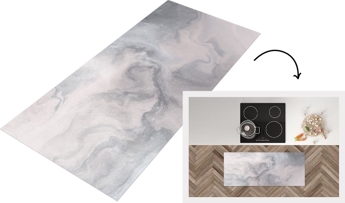 KitchenYeah Keukenloper - Loper keuken - Wolken - Abstract - Verf - 120x50 cm - Keukenloper vinyl Multicolor