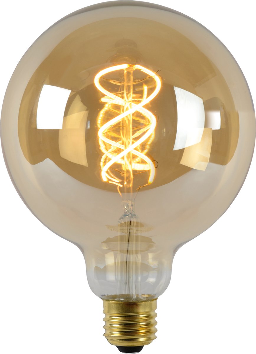 Lucide G125 - Filament lamp - Ø 12,5 cm - LED Dimb. - E27 - 1x4,9W 2200K - Amber - Lucide