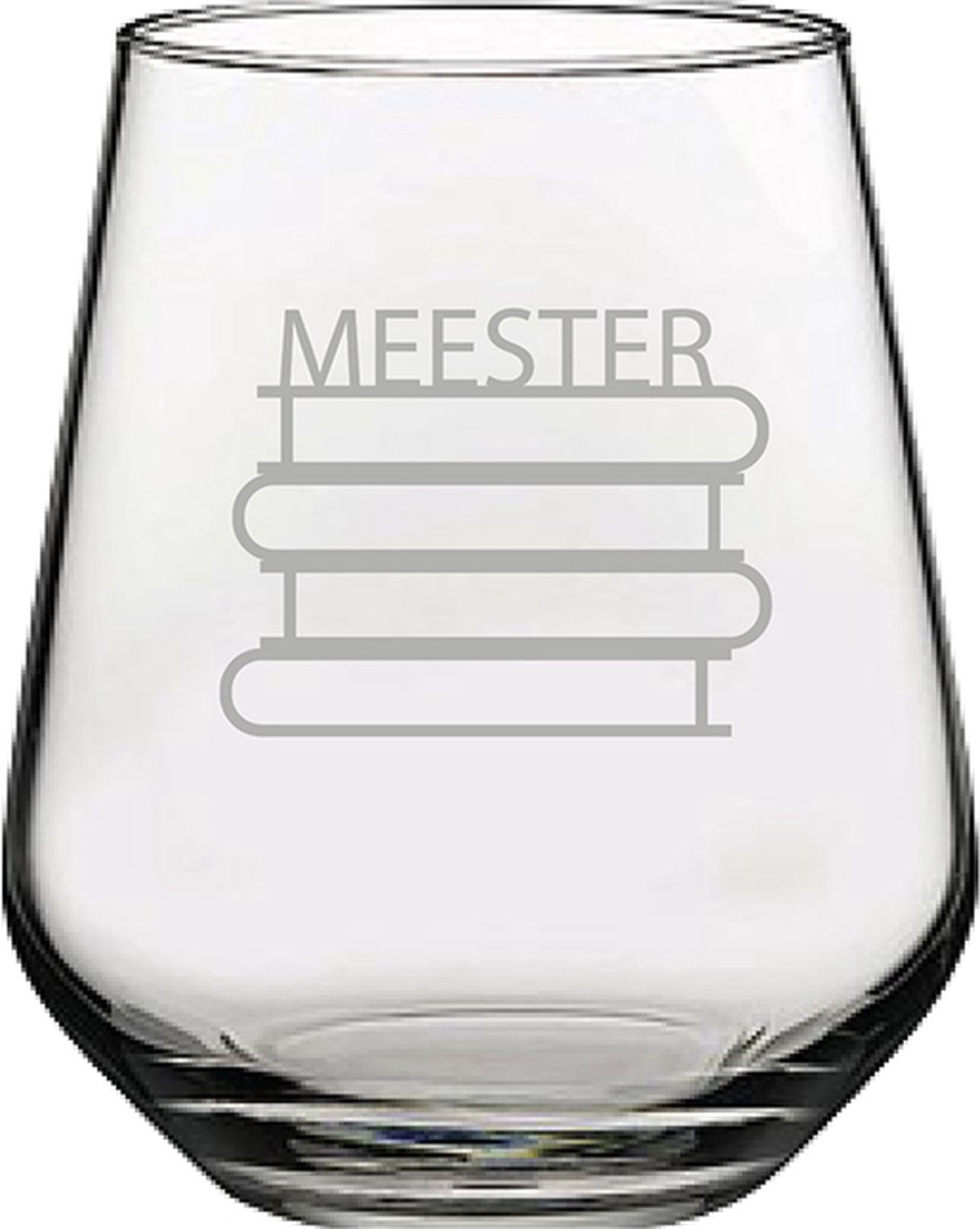 Gegraveerde Drinkglas 42,5cl Meester met boeken