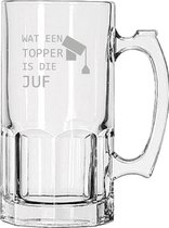 Gegraveerde Bierpul 1ltr Wat een topper is die juf