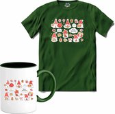 Kerst gnomies - T-Shirt met mok - Heren - Bottle Groen - Maat XL