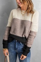 Trui Sweater Dames met structuur - Colorblock - Tyonna - Maat M