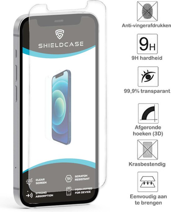 Étui portefeuille ShieldCase Convient pour Apple iPhone 12 / 12 Pro - 6,1 pouces - rouge + protecteur d'écran en verre