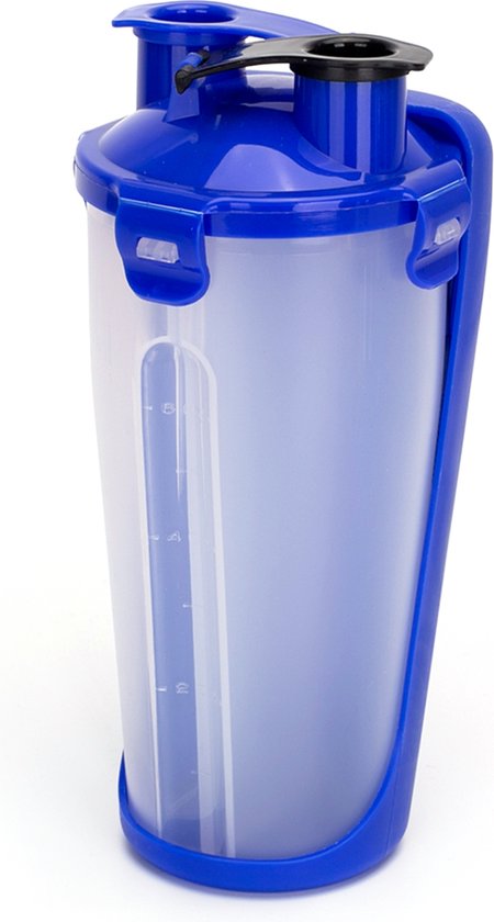 Nobleza Waterfles voor honden - drinkfles - voerbak - water en voer bidon - blauw