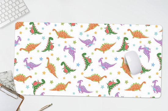 Bureau onderlegger 80x40 cm - Muismat Dino - Patronen - Sterren - Jongens - Meisjes - Kinderen - Kids - Bureaulegger xl - Desk mat beschermer - Computer muismatten