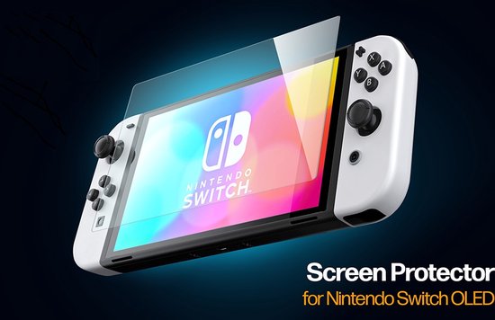 2x Screenprotector met montage frame geschikt voor Nintendo Switch Oled - tempered glass Screen cover