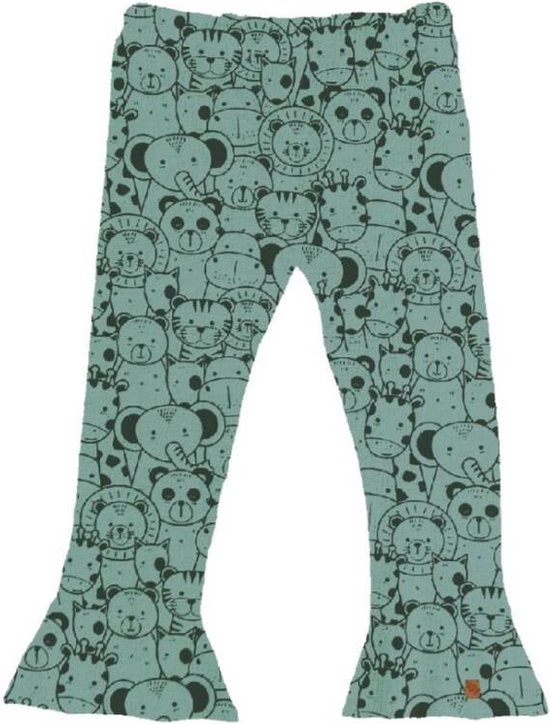 Flared broek dierenhoofdjes groen