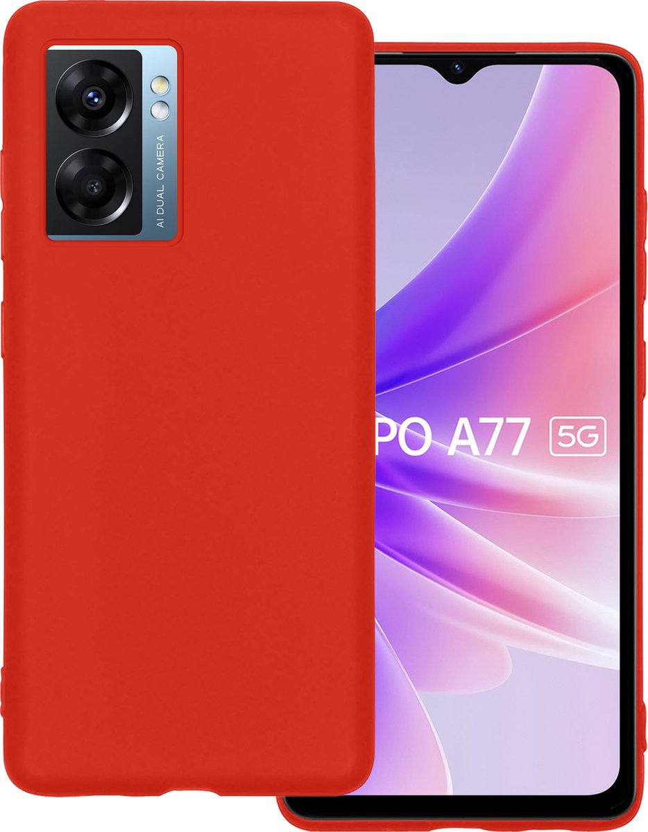 Hoesje Geschikt voor OPPO A77 - Sterk & Shockproof - Hoes Cover - Siliconen Case - Rood
