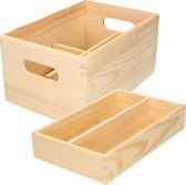 1x Boîte en bois avec plateau et compartiments 30 x 20 cm - Zeller - Accessoires de maison la maison - Fournitures de bureau - Fournitures de loisirs - Boîtes en bois avec compartiments